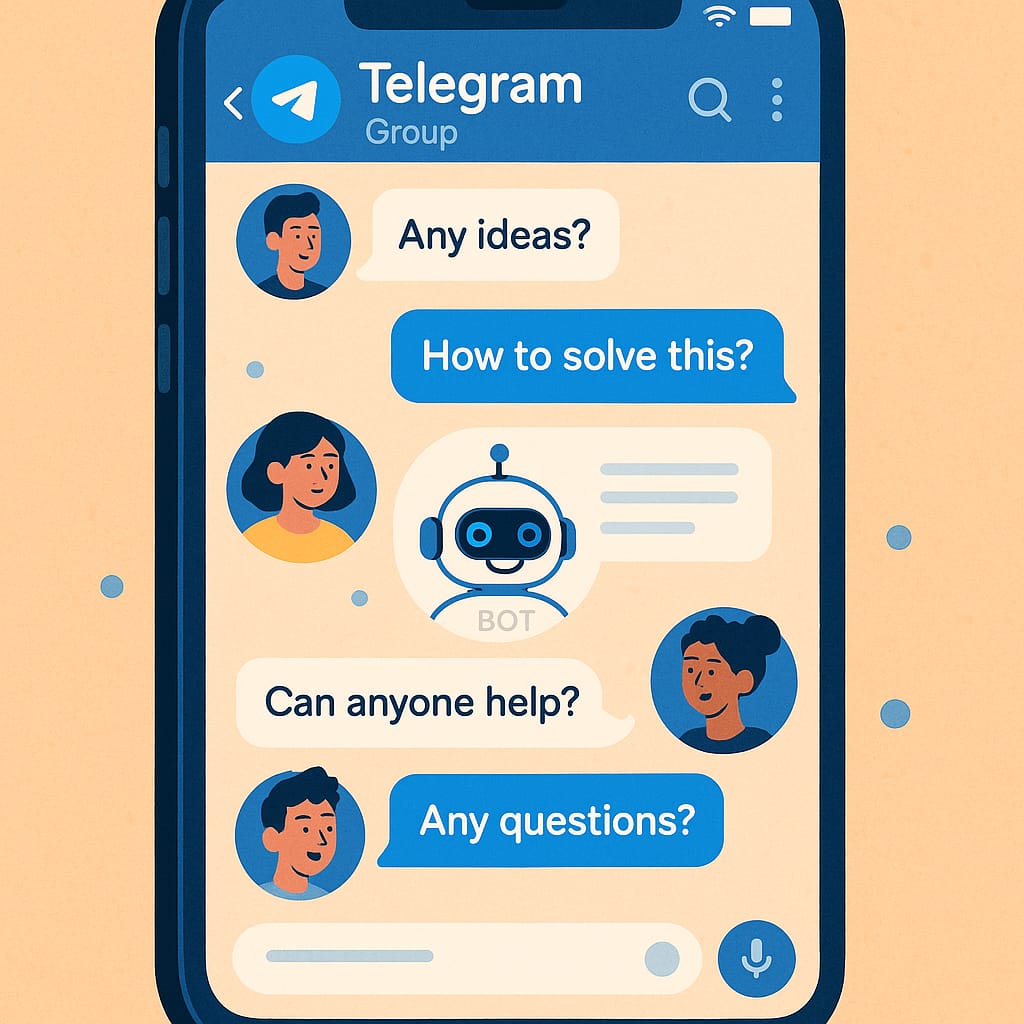 Smartphone displaying AI chatbot interface connected to multiple AI platforms including Google, ChatGPT, and other AI models