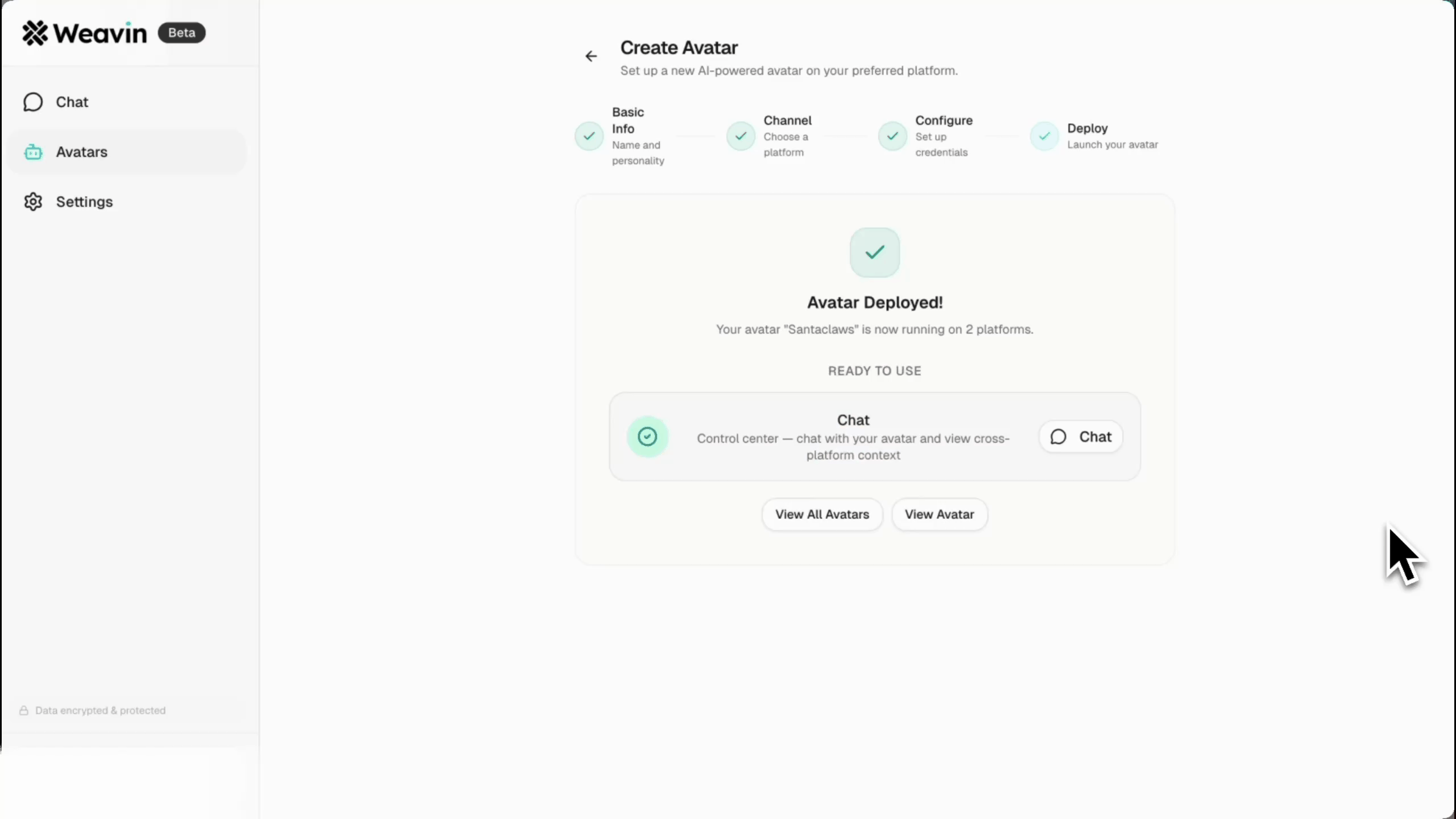 Avatar deployment successful on Weavin