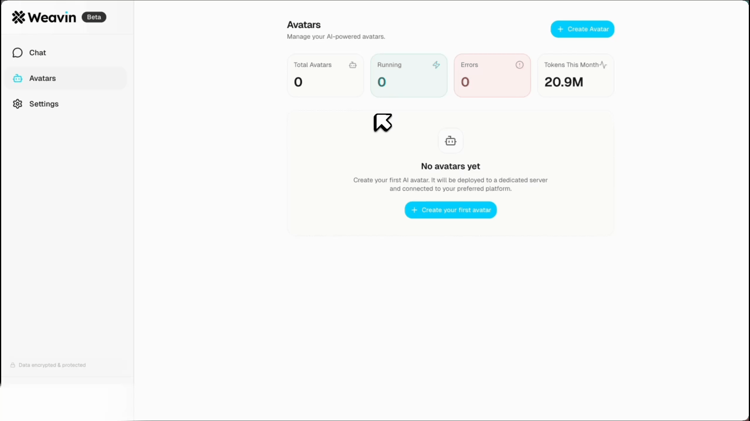 Click to create your AI avatar on Weavin